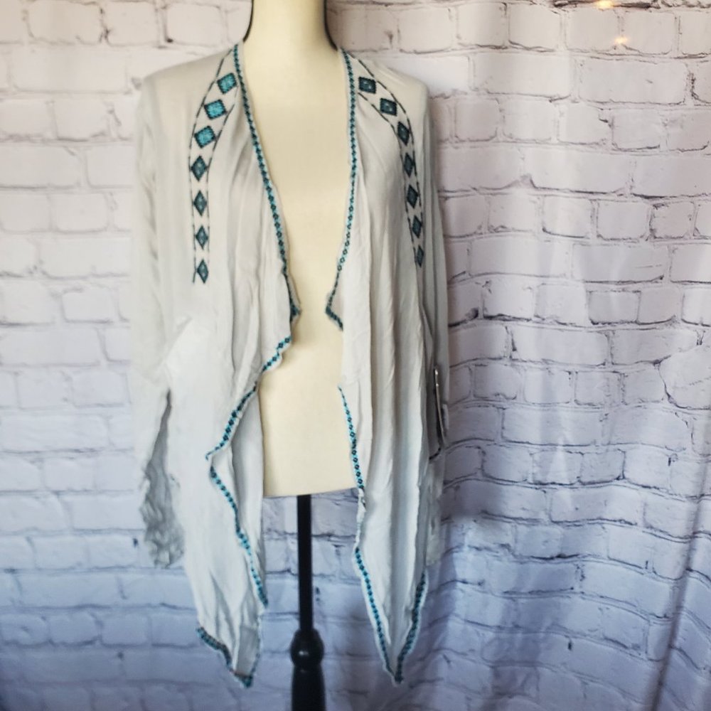 Rock & Roll Cowgirl, blue, long sleeve, southwest print cardigan